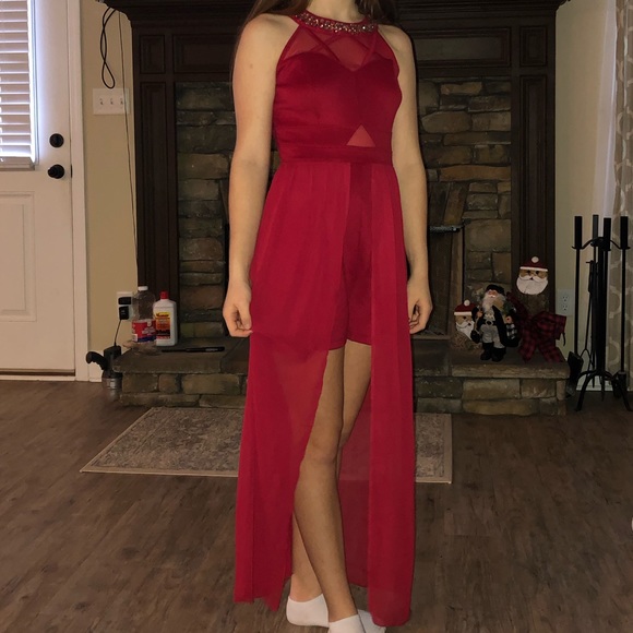 Sweet Storm Dresses & Skirts - NWT Red bodysuit with sheer skirt